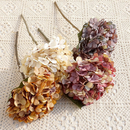 Miniature Autumn-Inspired Hydrangea Blooms - Realistic Faux Floral Arrangement for Home Decor and Wedding Decorations