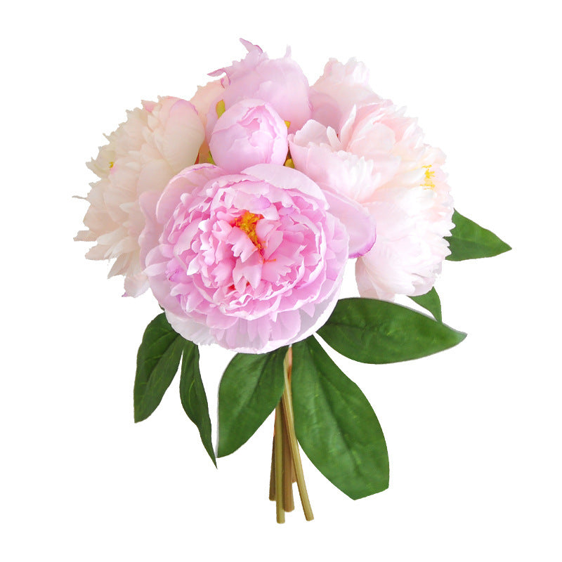 Elegant Hand-Bundled Peony Artificial Flower Arrangement – European Style Home Décor for Living Room Accent, 7-Head Faux Peony Bouquet for Beautiful Floral Display