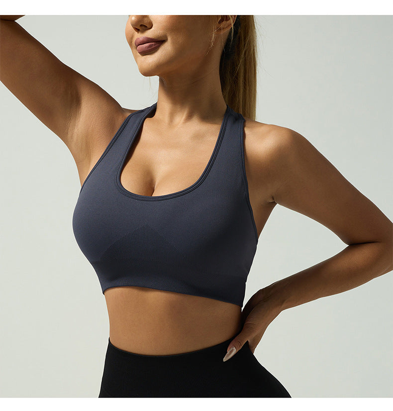 Backless U Neck Sports Bra and Workout Top Shockproof Breathable Design for Running Yoga and Fitness