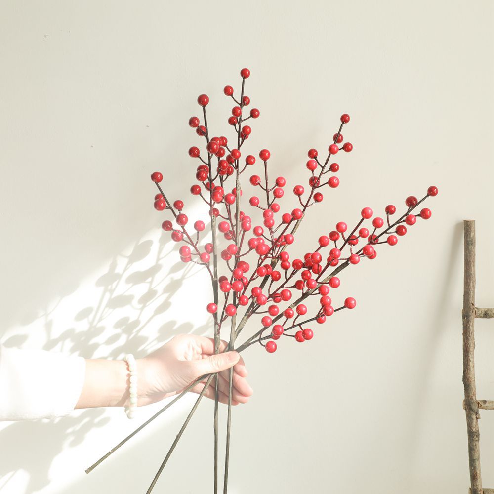 Lifelike Wedding Decor Artificial Red Winterberry & Holly Berries - Perfect for Christmas and Festive Celebrations - MW36893