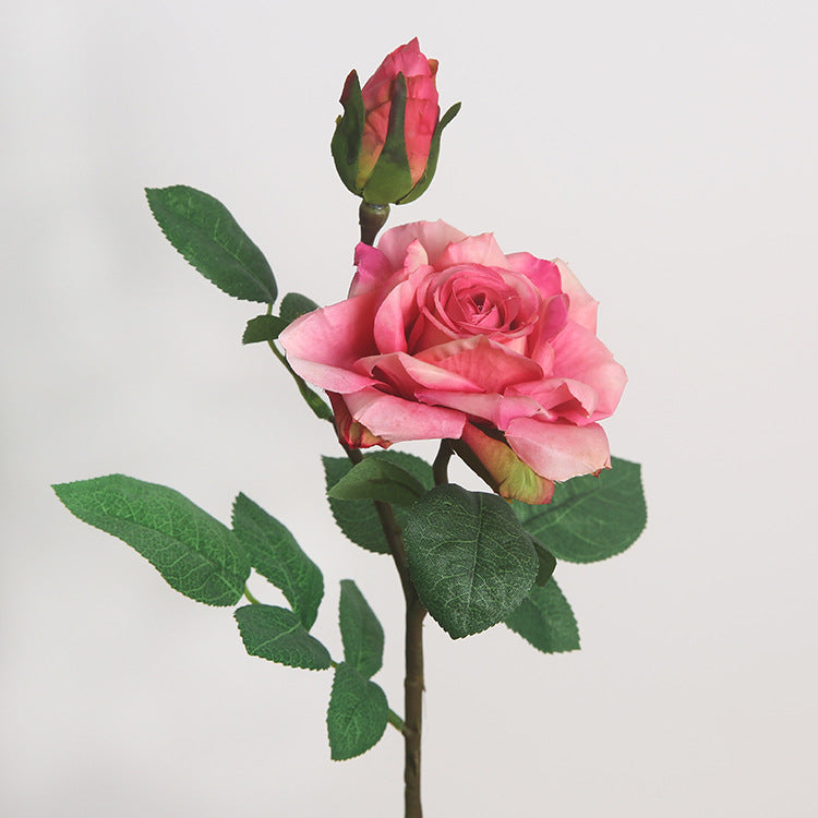 Lifelike Moisturizing Rose Simulation Flower for Home Decoration - Elegant Indoor Floral Arrangement with Double-Curled Edges for Living Room Aesthetics