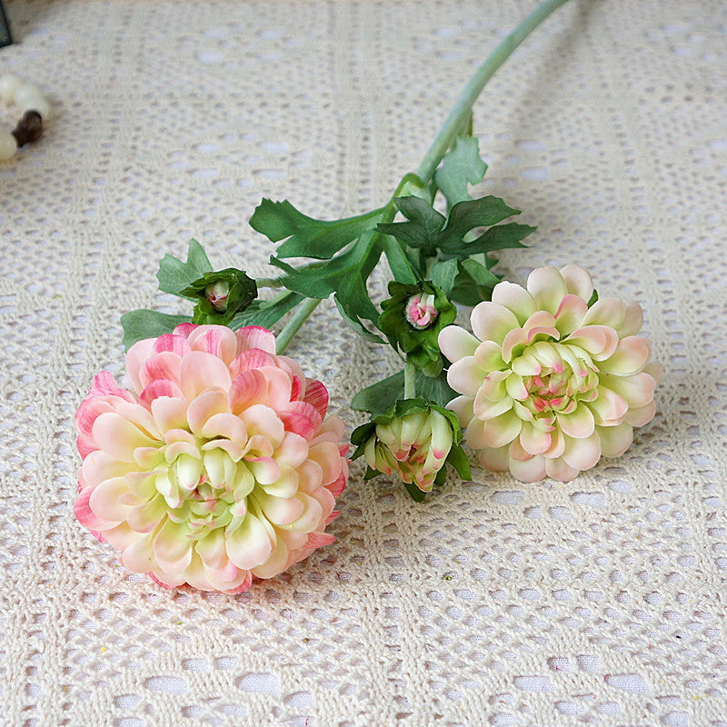 Realistic Peony Pseudoflower Arrangement - 5 Stem Feel-Real Dahlia Fake Flowers - Perfect Home Decor, Photography Props, and Wedding Decorations