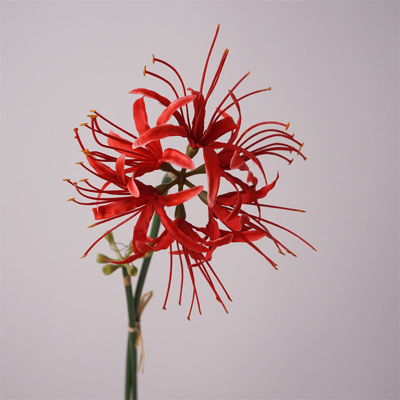 Realistic Faux Flower Amaryllis - Stunning Red Spider Lily for Hanfu Photography, Mandala Decor & Wedding Celebrations | Vibrant Silk Blossoms for Timeless Elegance