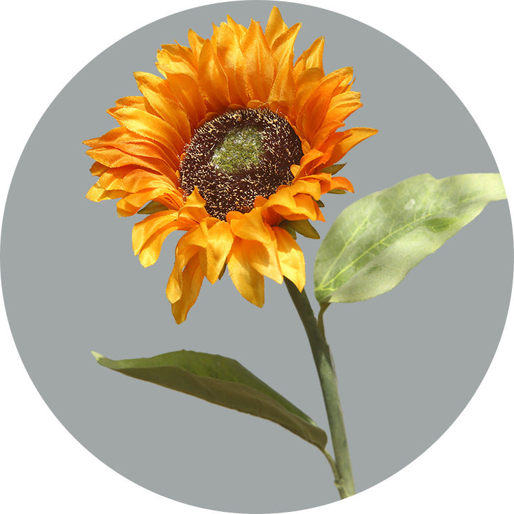 Single-Stem Sunflower Artificial Flower - Charming Faux Floral Décor for Living Room, Brighten Your Space with Realistic Silk Sunflower Arrangement