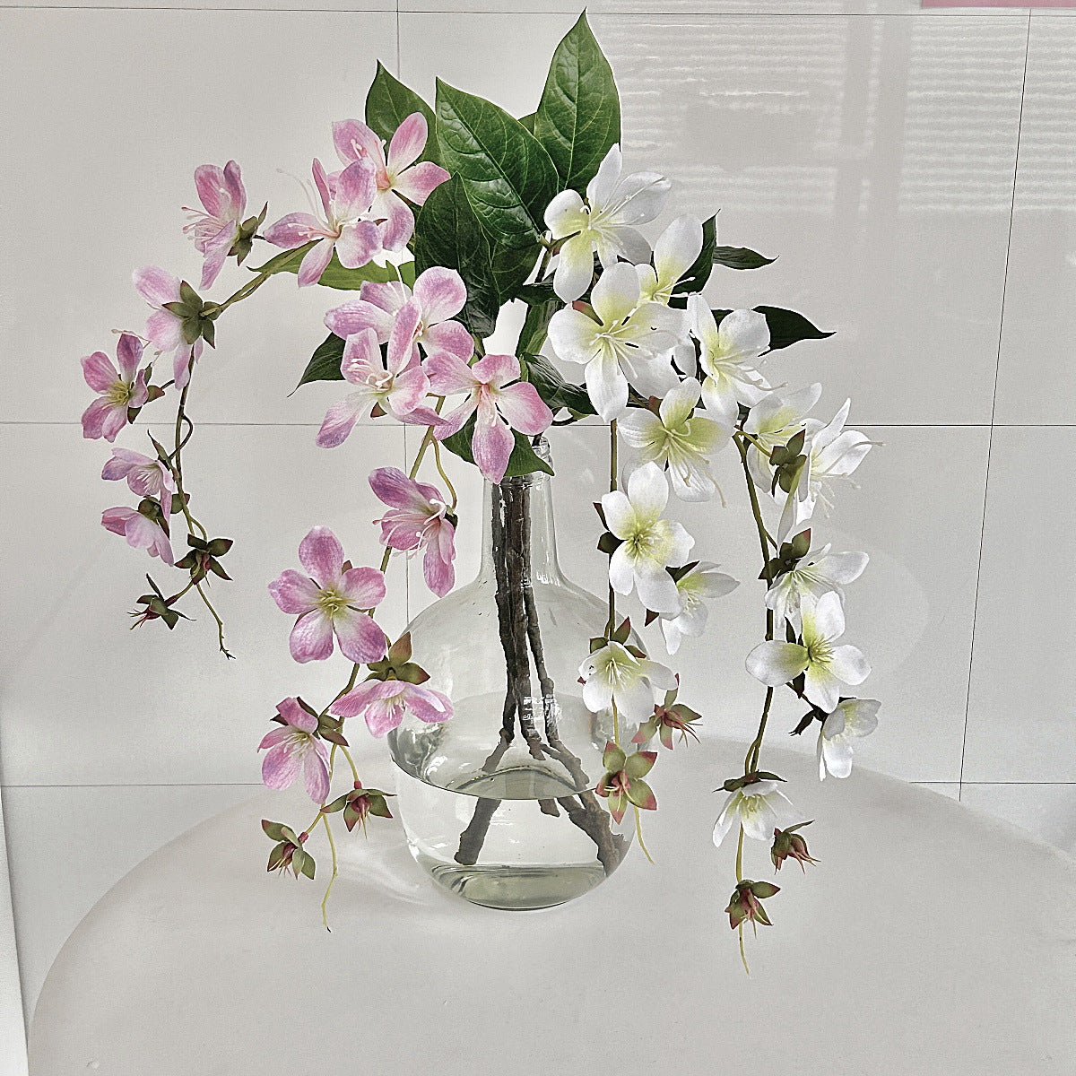 Realistic 3D Printed Jasmine Flower & Silk Begonia Artificial Flowers - Perfect for Home Décor, Indoor Landscaping, Photography Props & More