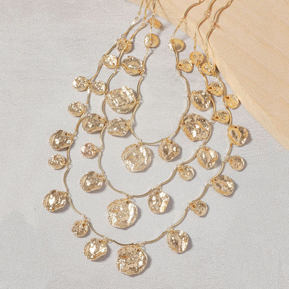 Stylish Vintage Layered Geometric Pendant Necklace for Women – Trendy Streetwear Accessory