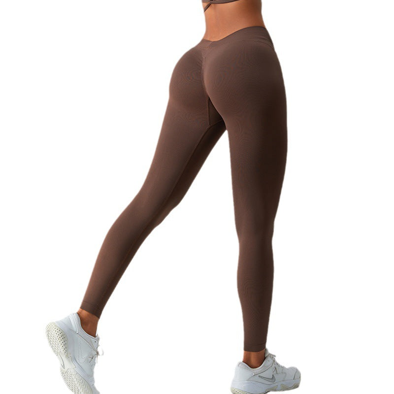 Seamless High Waisted V Cut Yoga Pants for Women Butt Lifting Peach Yoga Leggings for Quick Dry Performance in Running Fitness