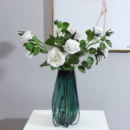 Elegant 3-Head Hypoallergenic Moisturizing Rose Flower Arrangement - Perfect Decor for Living Rooms, Photo Props & Home Accents