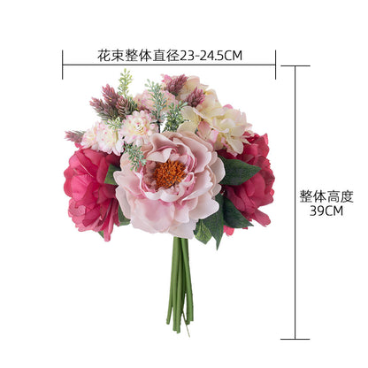 Stunning Artificial Rose & Peony Bouquet for Home Decor – Realistic Silk Flowers for Handheld Arrangements – Perfect for INS Aesthetic – DY7-15