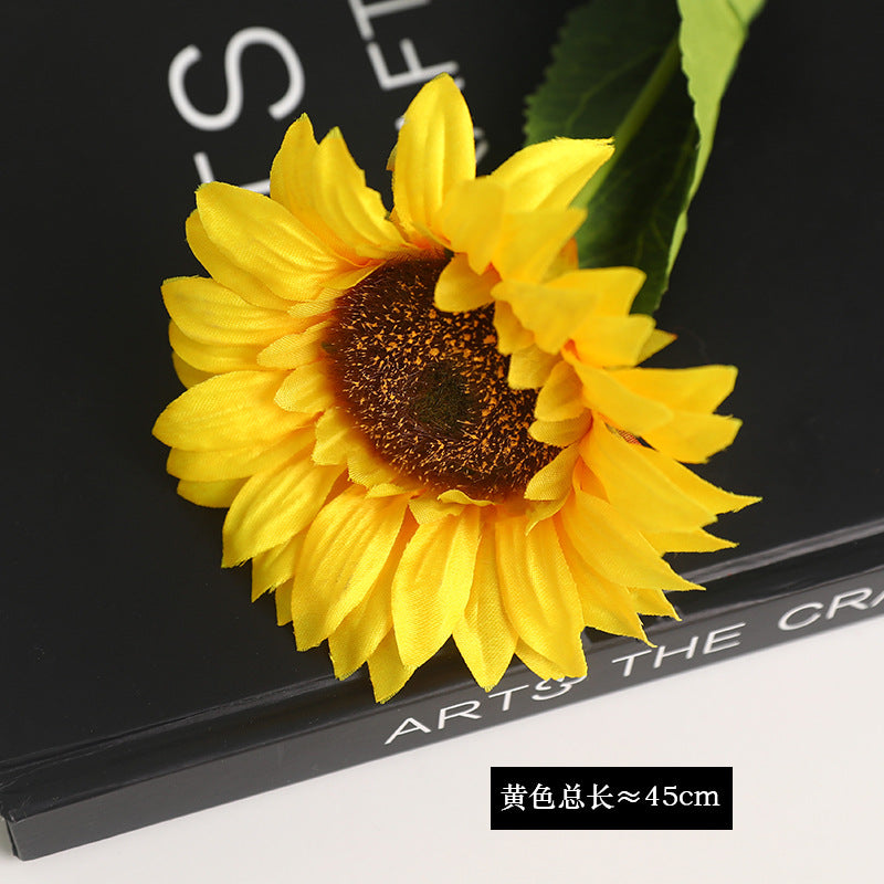 Single Stem Silk Sunflower – Realistic Faux Flower for Home Décor, Wedding Decorations, and Outdoor Landscaping Props