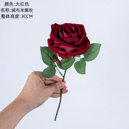 Elegant Velvet Rose Bouquet for Home Decor - Ins Inspired Faux Flowers for Weddings & Plant Walls - Stunning Artificial Floral Arrangement MW99332