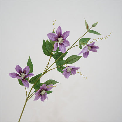 Elegant 5-Head Artificial Clematis Flowers for Home Decor – Perfect for Photography Props, Wedding Decoration, and Scenic Displays