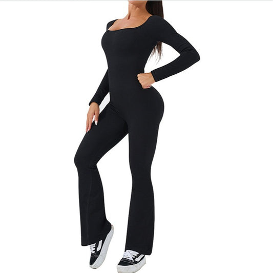 Sculpting Bodysuit with Flared Leggings for Enhanced Lift for Outdoor Pilates and Fitness Workouts