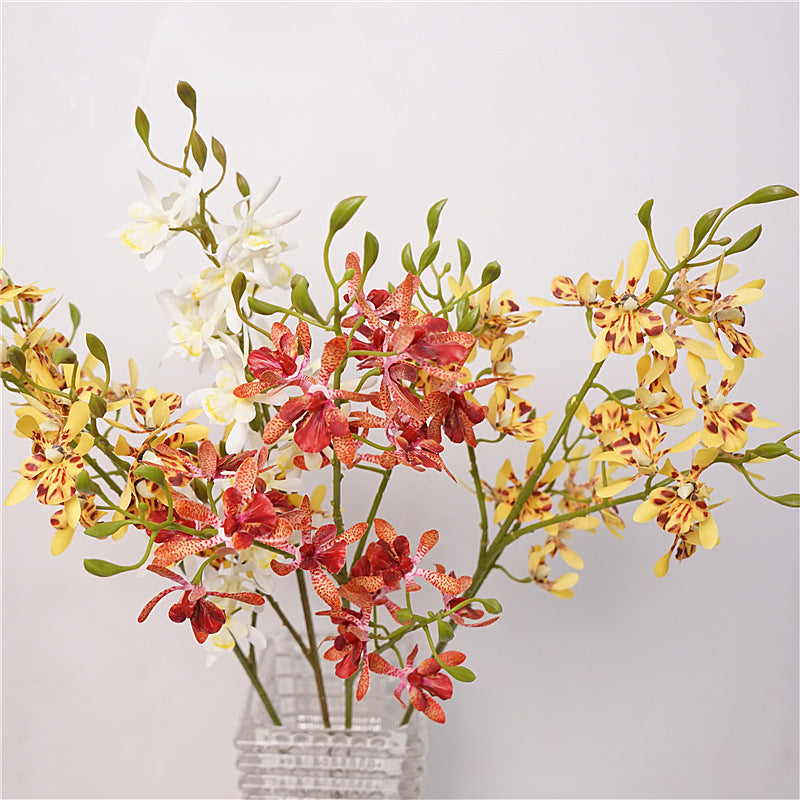 Zen-Inspired Tea Room Decorative High-Quality Artificial Single Stem Milan Orchid Flower Arrangement - Perfect Home Accent & Educational Floral Display