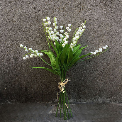 Elegant Nordic-Inspired Artificial Lily of the Valley Bellflower Bouquet - Perfect for Wedding Photography, Home Décor, and Cozy Living Room Arrangements