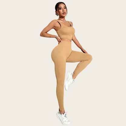 Women s High Waisted Peach Butt Yoga Set Tummy Control Long Pants Shockproof Supportive Fitness Tank Top for Comfort and Style