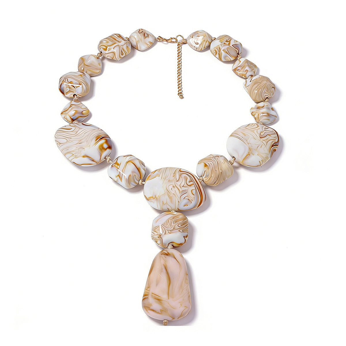 Stylish and Unique Irregular Geometric Gradient Color Beaded Necklace and Earring Set for Women – Perfect for Any Occasion!