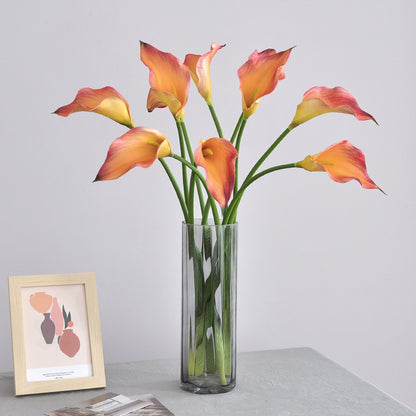 Lifelike Calla Lily Faux Flower with Long Stem - EVA Foam Floral Arrangement for Home Décor - Elegant High-Stemmed Wet-Look Calla Lily Decoration