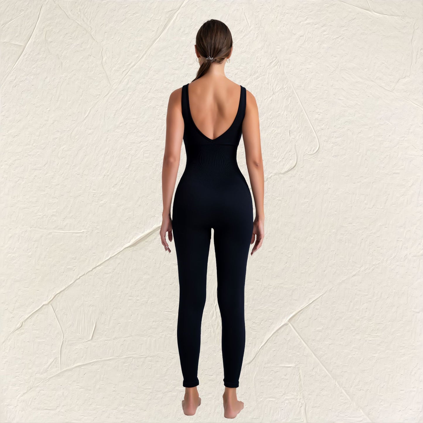 Women's Spring and Autumn Seamless Bodysuit Stretchy Quick Dry Yoga Outfit with Stunning Back Design for Running and Fitness