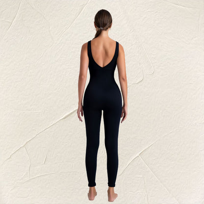 Women's Spring and Autumn Seamless Bodysuit Stretchy Quick Dry Yoga Outfit with Stunning Back Design for Running and Fitness