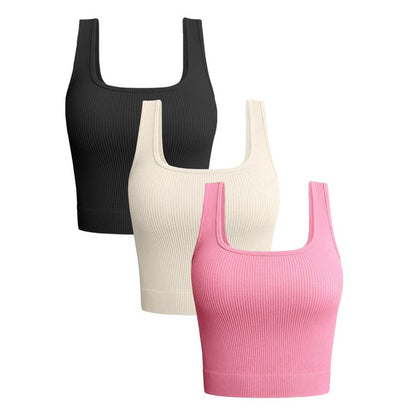 Seamless Ribbed Women's Yoga Bra for Outdoor Wear Shockproof Athletic Tank Top with Sleek Back Design Quick Dry Fabric for Running and High Impact Workouts