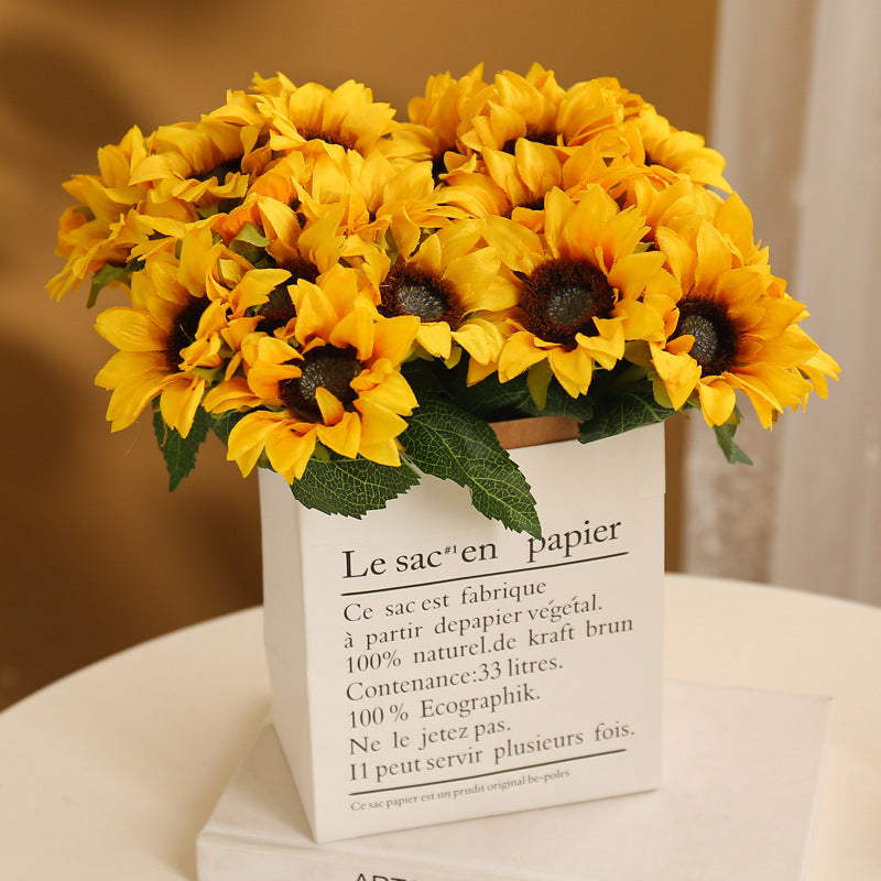 Realistic 6-Head Artificial Sunflower Bouquet – Perfect for Photography Props, Home Decor, Hotel Displays, and Brightening Up Any Space