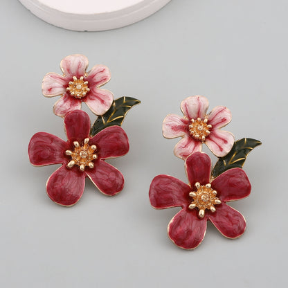 Trendy Floral Drip Oil Earrings – Versatile Elegance for Every Occasion | Unique Personality Accessories