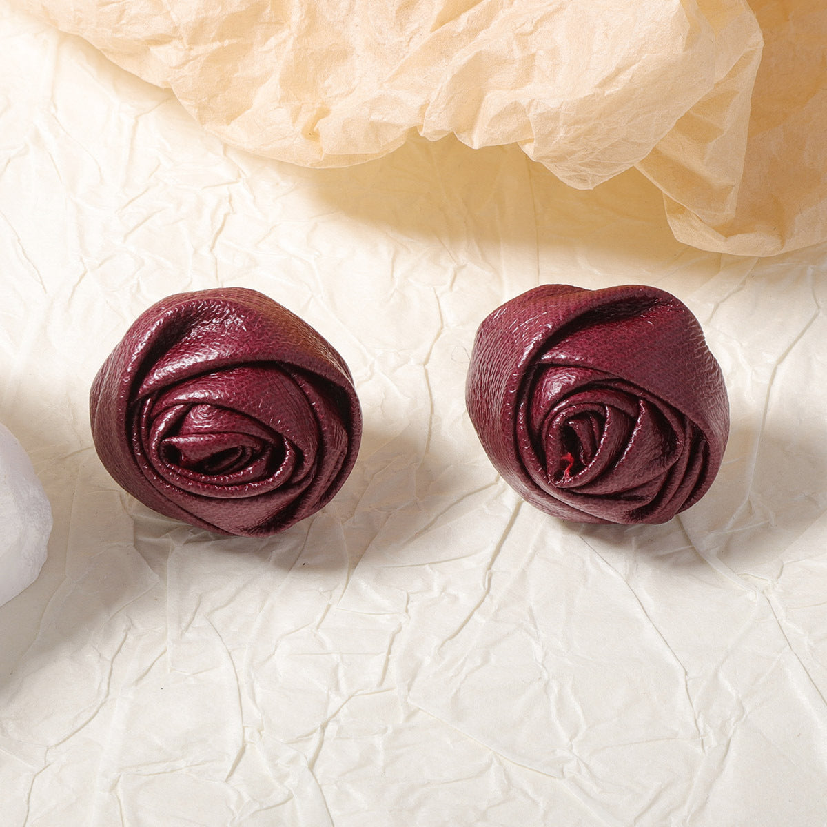 Chic French-Inspired Valentine's Day Leather Rosebud Earrings – Perfect for Winter, Available in Two Stunning Colors, Effortlessly Stylish and Versatile for Every Woman