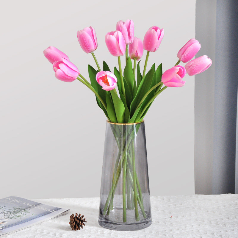 Luxurious Touch Moisturizing Faux Tulip Bouquet - Elegant Home Décor for Living Rooms, Chic Bridal Handheld Arrangements, Realistic Silk Tulip Flowers