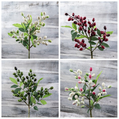 Realistic Olive Berry Branch Christmas Decorative Flowers for Home - Beautiful Faux Plants for Wall Decor | MW30333