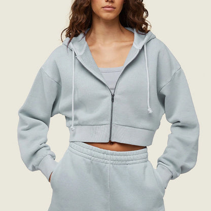 Classic Zip Up Hooded Sweatshirt and Shorts Set for Women Cozy Relaxed Fit Loungewear with Style and Versatile Comfort