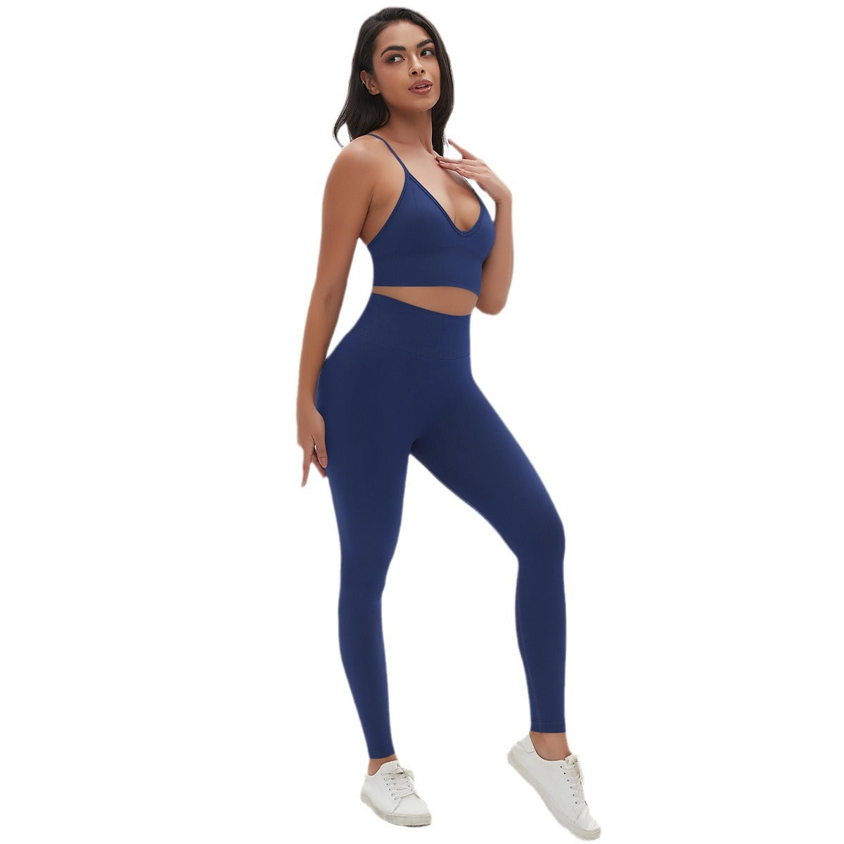 Seamless Solid Color Tank Top High Waisted Leggings Yoga Set for Running Fitness and Workout Comfortable 2 Piece Activewear Outfit