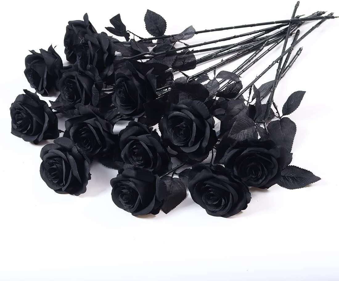 Realistic Single Black Rose Artificial Flower - Perfect for Halloween, Valentine's Day, Home, Wedding, and Party Decorations