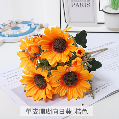 Luxury Faux Sunflower Bouquet – Elegant Artificial Flowers for Weddings, Home Decor, and Photography Props