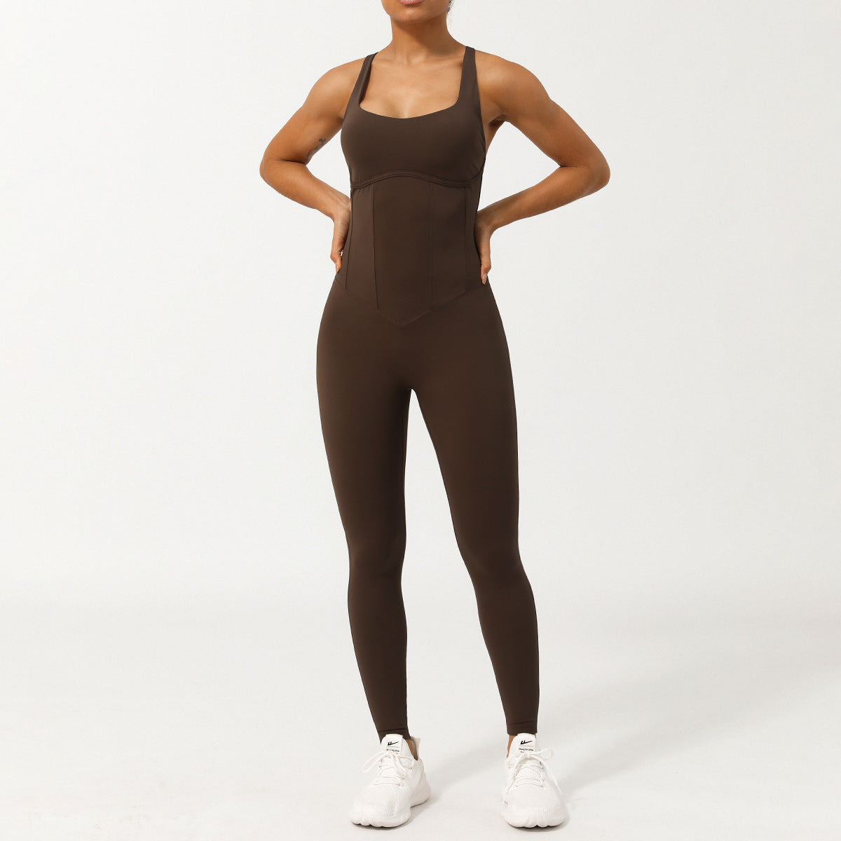 Seamless Yoga Bodysuit with Adjustable Straps and Open Back Versatile Fitness Jumpsuit with Built In Bra Padding for Comfort and Style