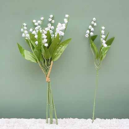 Realistic Artificial Lily of the Valley Flowers - Elegantly Crafted 6-Branch Bellflower for Home Decor, Photography, and Wedding Greenery