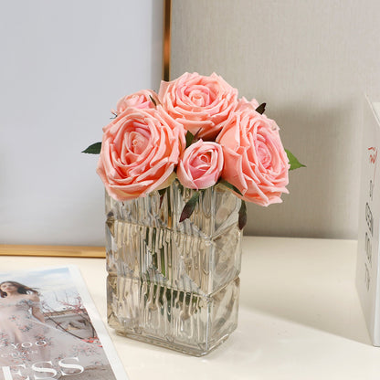 Luxurious and Touch-Friendly Moisture-Proof Artificial Rose Bouquet - Exquisite Home Décor Arrangement for Living Room and Photo Props