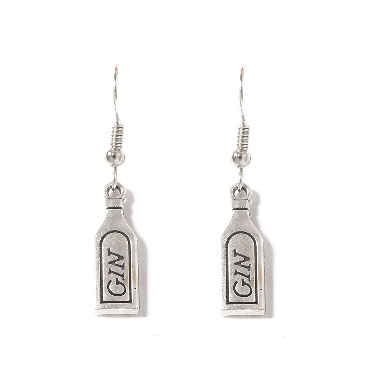 Unique Vintage Gothic-Inspired Silver Wine Bottle Drop Earrings - Hip Hop Punk Style, Perfect for Statement Fashion Lovers