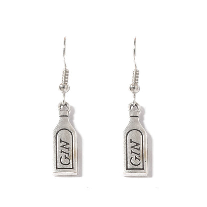 Unique Vintage Gothic-Inspired Silver Wine Bottle Drop Earrings - Hip Hop Punk Style, Perfect for Statement Fashion Lovers