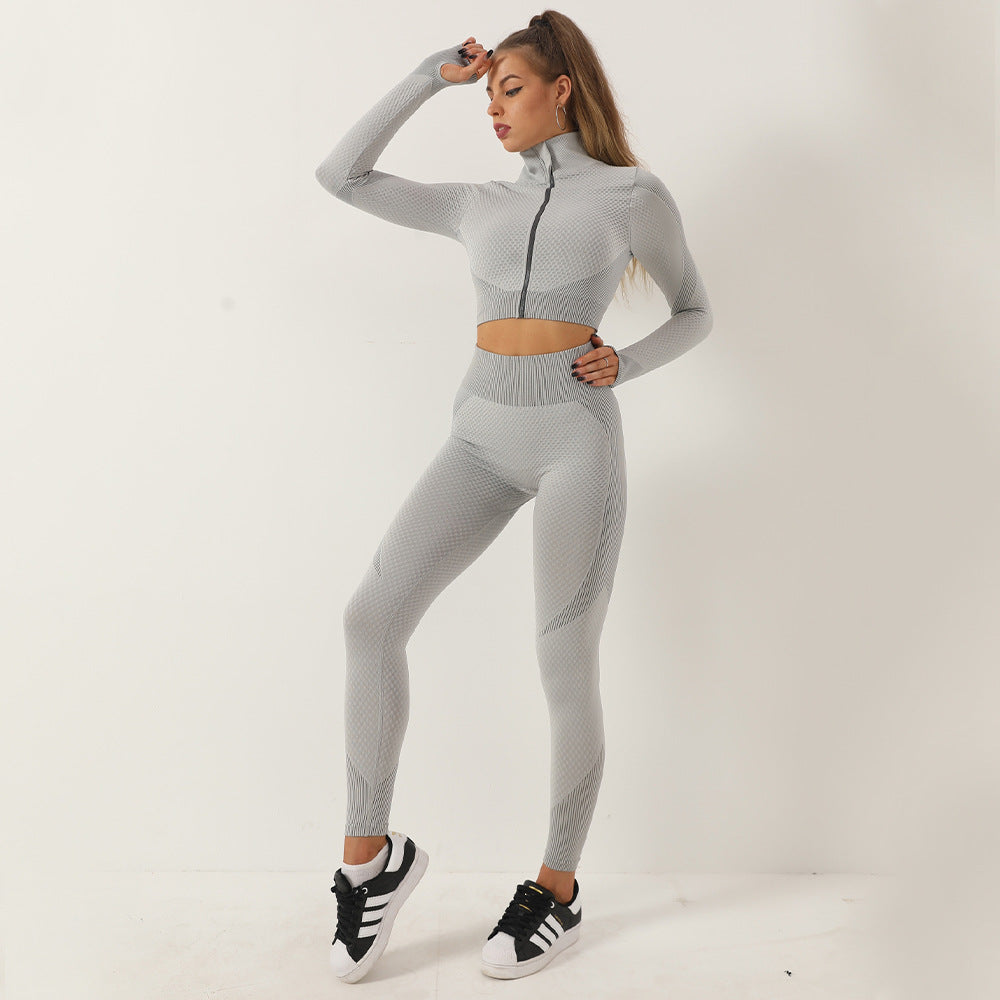 High Waisted Quick Dry Women's Yoga Set Long Sleeve Top Full Length Pants for Fall Winter Fitness for Gym Training and Everyday Comfort