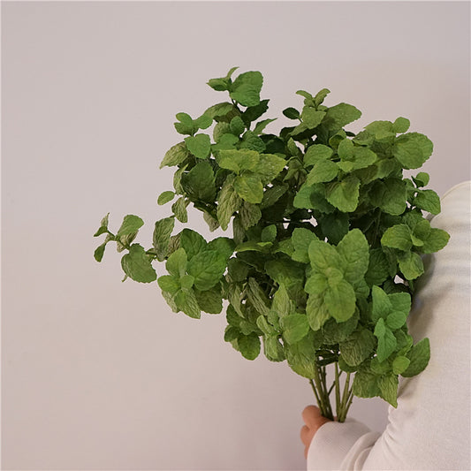 Realistic Fake Lemon Mint Leaves - Fresh Green Plant Decor for Your Courtyard or Office, Perfect for Mint Photography Props and Floral Arrangements