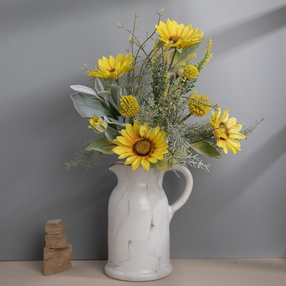 Elegant Artificial Sunflower Bouquet by Qian Mo - Perfect Faux Flower Decor for Weddings, Home and Event Decoration, Versatile Floral Wall Art CF01123