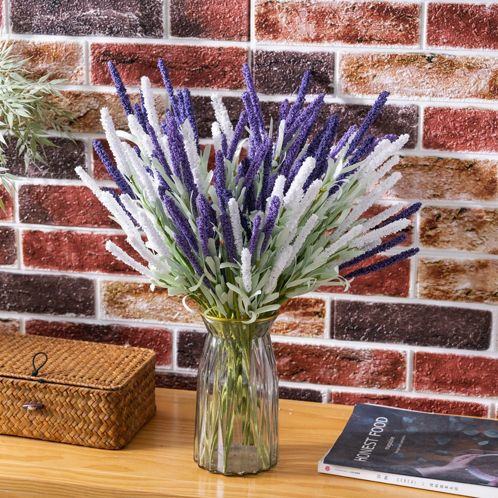 Realistic 12-Piece Lavender Flower Arrangement - Elegant Faux Silk Flowers for Home Decoration | MW09903