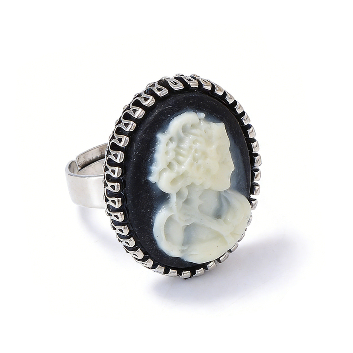 Elegant Vintage Alloy Drip Oil Angel Open Geometric Oval Ring - Versatile Casual Accessory for Everyday Wear