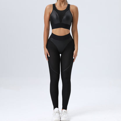 Tight Fitting Yoga Set High Support Sports Bra and Butt Enhancing Leggings for Comfort and Performance