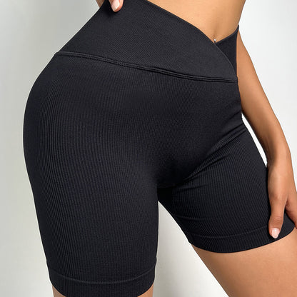 Seamless Criss Cross V Waist Yoga Shorts for Women High Waisted Butt Lifting Outdoor Fitness and Running Training for Active Lifestyle