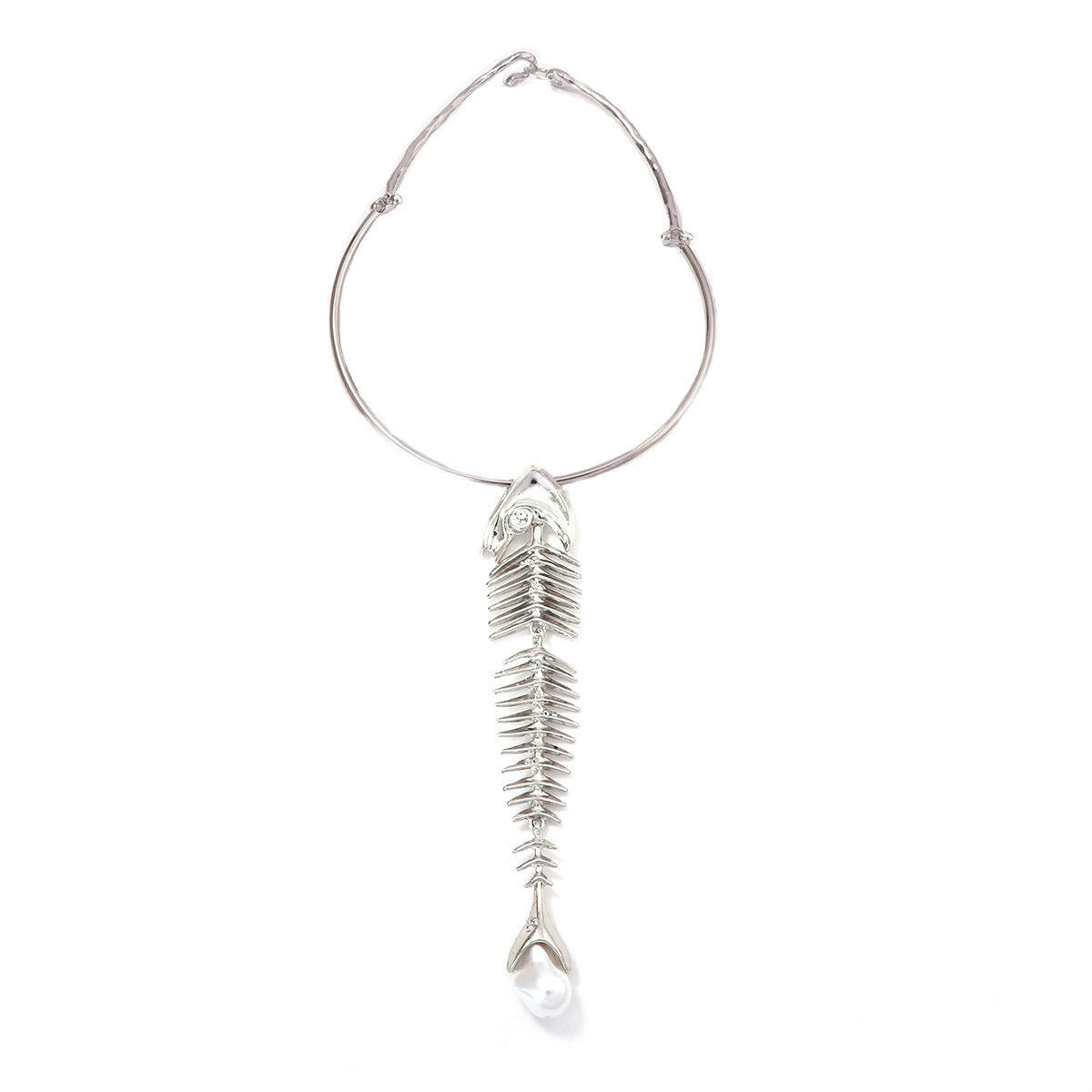 Trendy Minimalist Fishbone Pendant Choker for Women - Unique, Bold, and Fashion-Forward Design