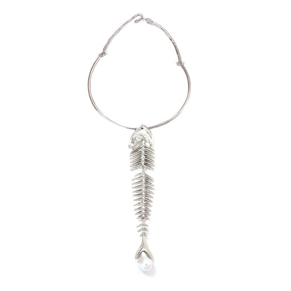 Trendy Minimalist Fishbone Pendant Choker for Women - Unique, Bold, and Fashion-Forward Design