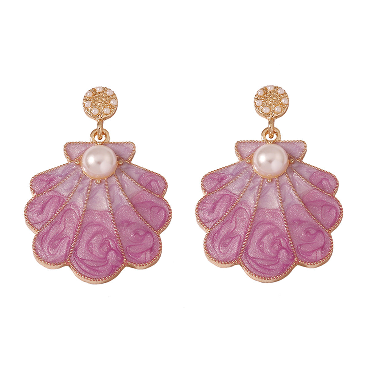 Chic  French-Inspired  Quality Shell-Shaped Pearl Drop Earrings for Women - Elegant Alloy Design with Unique Personality