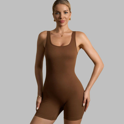 XY Seamless Knitted Ribbed Bodysuit for Sports Fitness and Yoga All in One Activewear Set for Comfort and Performance